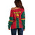 Custom Cameroon Football Off Shoulder Sweater 2024 African Nations Go Champions Lion Style - Wonder Print Shop