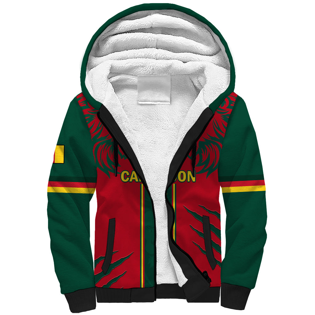 Custom Cameroon Football Sherpa Hoodie 2024 African Nations Go Champions Lion Style - Wonder Print Shop