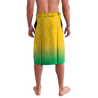 Yellow to green ombre swim shorts with elastic waistband, knee-length
