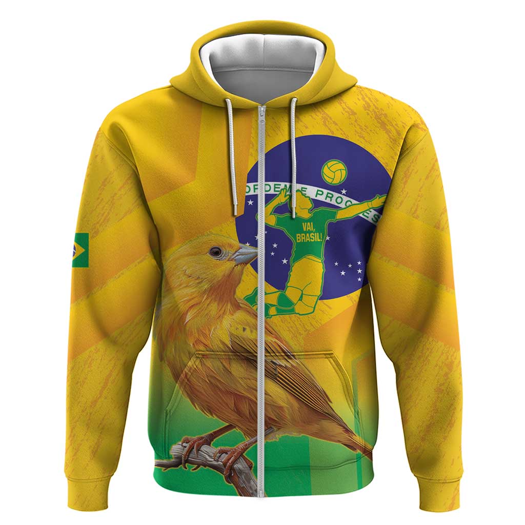 Brasil Volleyball Zip Hoodie Go Champions Canario-da-terra - Wonder Print Shop