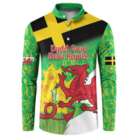 Wales Saint David's Day Button Sweatshirt Welsh Dragon Dydd Gwyl Dewi Hapus!