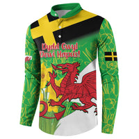 Wales Saint David's Day Button Sweatshirt Welsh Dragon Dydd Gwyl Dewi Hapus!