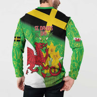 Wales Saint David's Day Button Sweatshirt Welsh Dragon Dydd Gwyl Dewi Hapus!