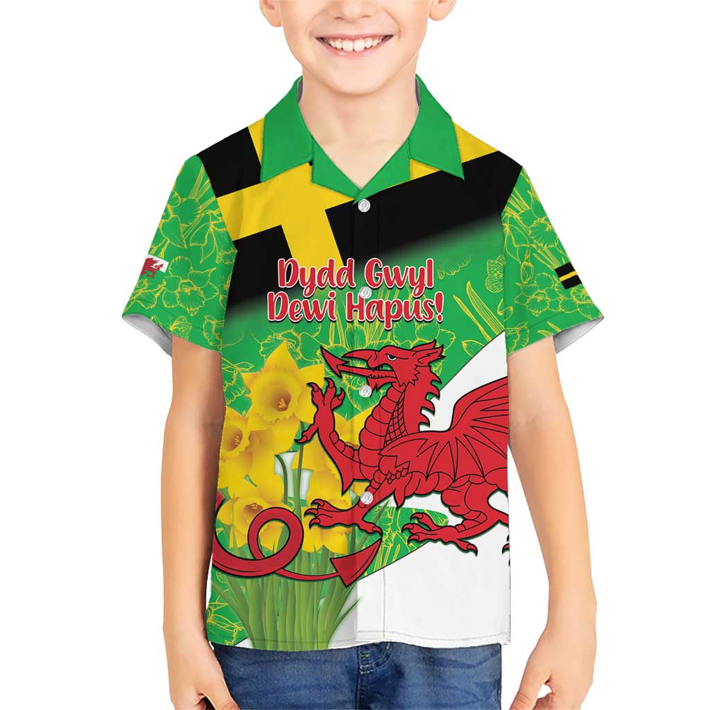 Wales Saint David's Day Kid Hawaiian Shirt Welsh Dragon Dydd Gwyl Dewi Hapus!