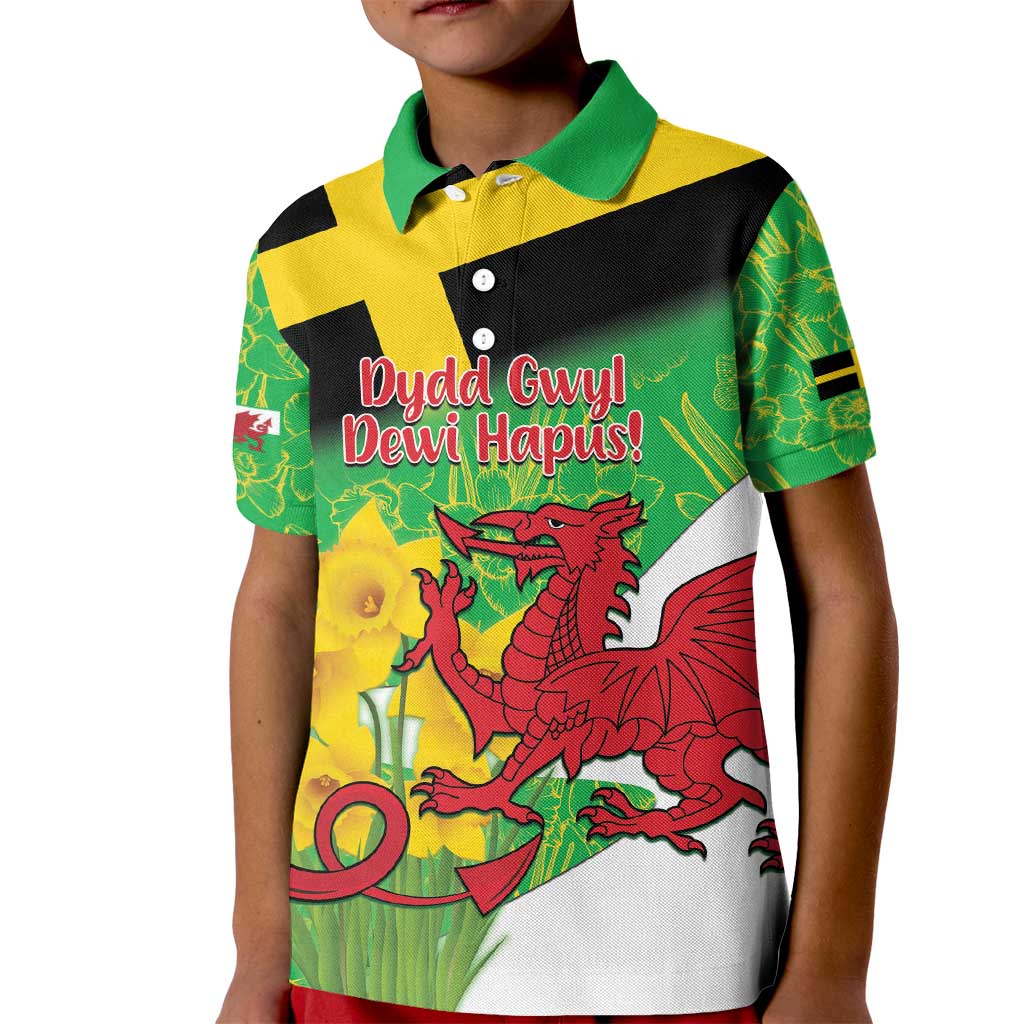 Wales Saint David's Day Kid Polo Shirt Welsh Dragon Dydd Gwyl Dewi Hapus!