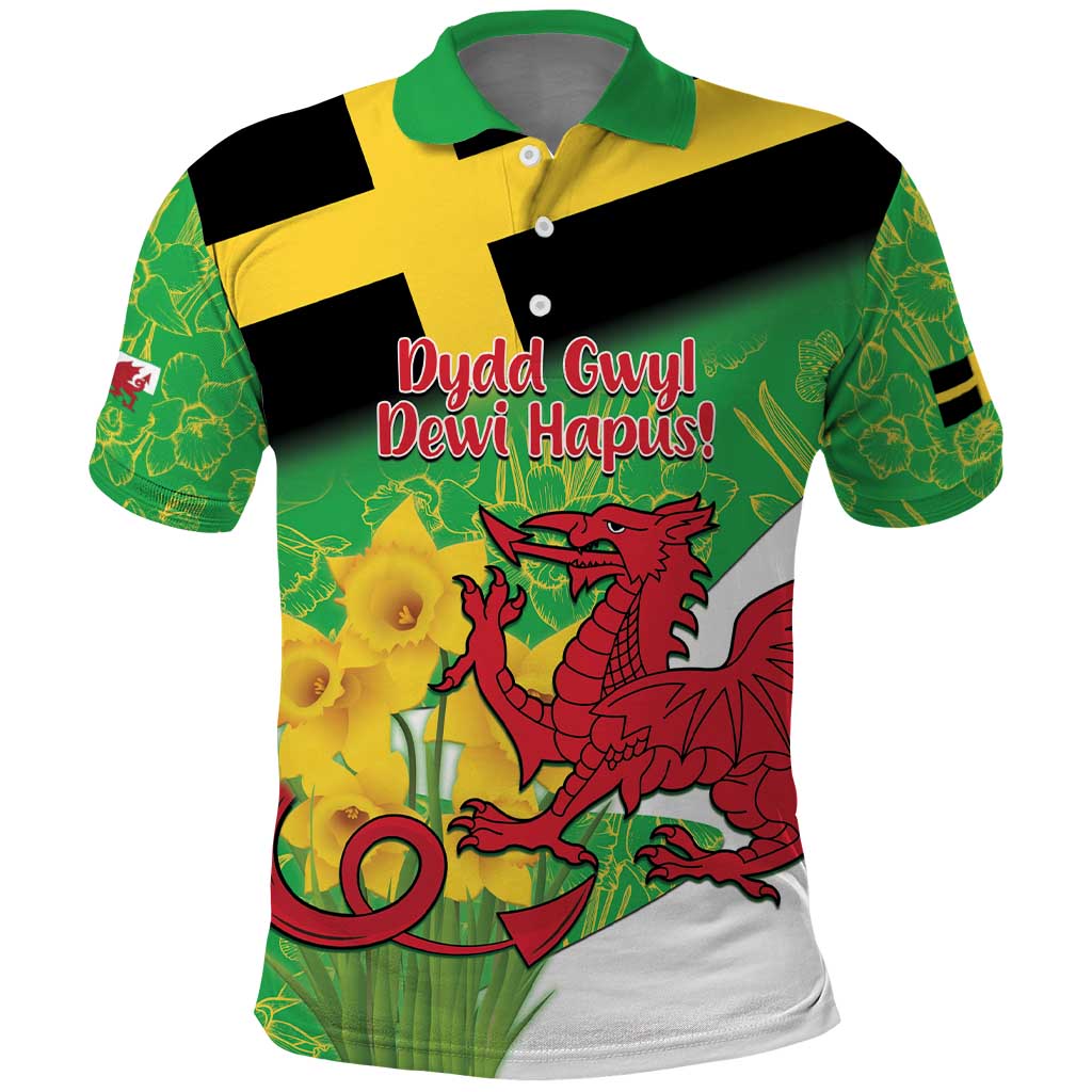 Wales Saint David's Day Polo Shirt Welsh Dragon Dydd Gwyl Dewi Hapus!