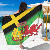 Green Wales St. David's Day sarong with yellow cross and red dragon graphic