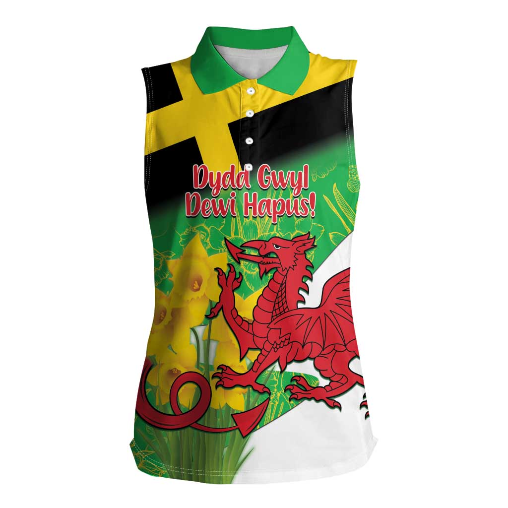 Wales Saint David's Day Women Sleeveless Polo Shirt Welsh Dragon Dydd Gwyl Dewi Hapus!