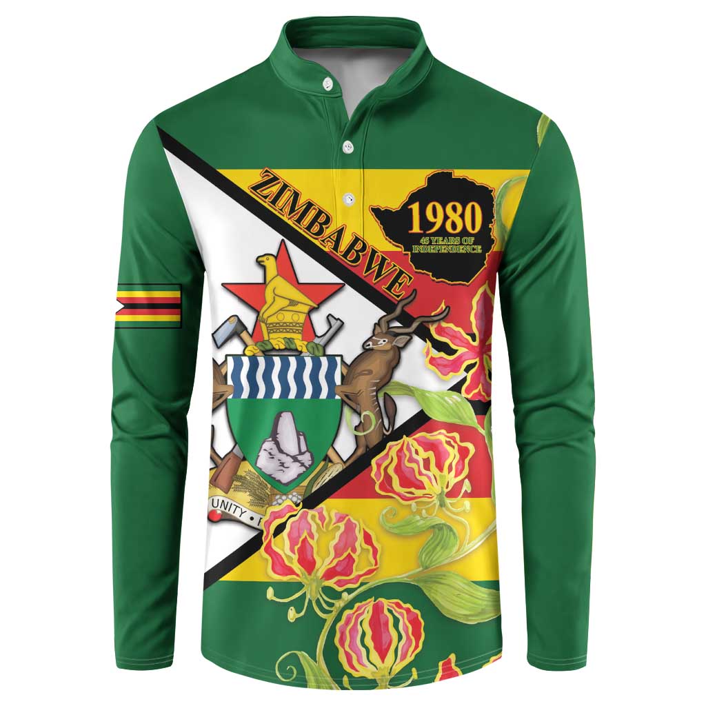 Zimbabwe Independence Day Button Sweatshirt Happy 45 Years Of Independence