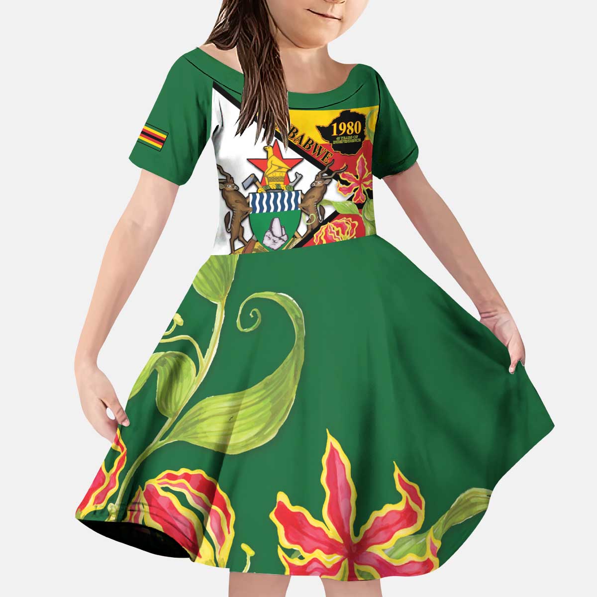 Zimbabwe Independence Day Kid Short Sleeve Dress Happy 45 Years Of Independence