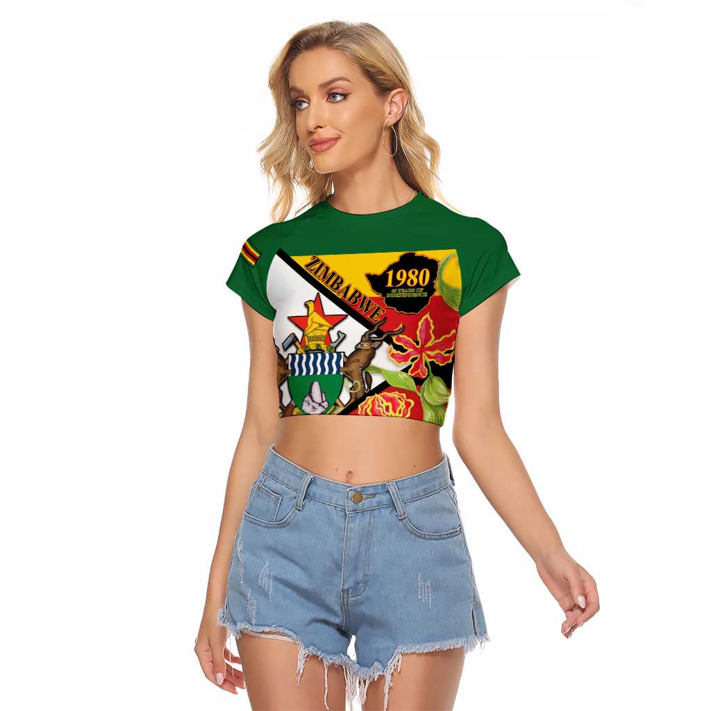 Zimbabwe Independence Day Raglan Cropped T Shirt Happy 45 Years Of Independence