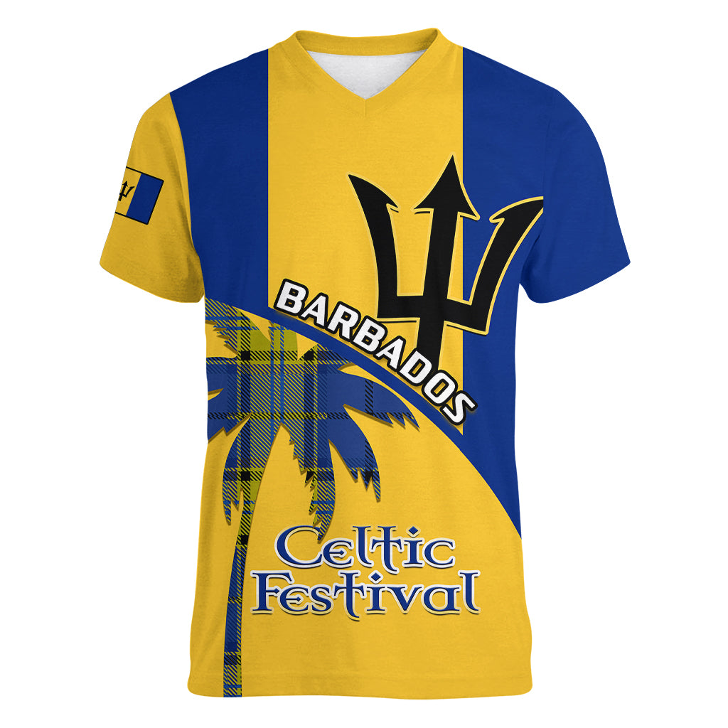 Personalised Barbados 2023 Women V Neck T Shirt Celtic Festival Special Version - Wonder Print Shop