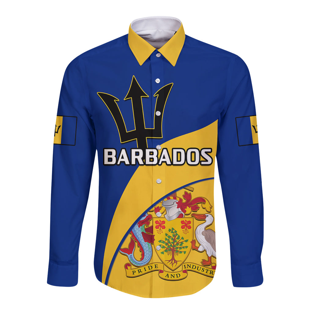 barbados-long-sleeve-button-shirt-barbadian-coat-of-arms