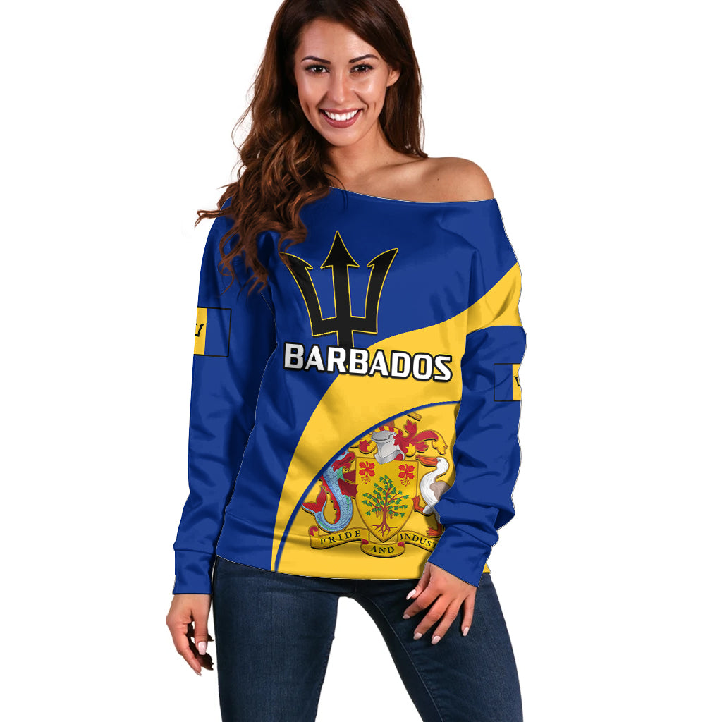 Barbados Off Shoulder Sweater Barbadian Coat Of Arms - Wonder Print Shop