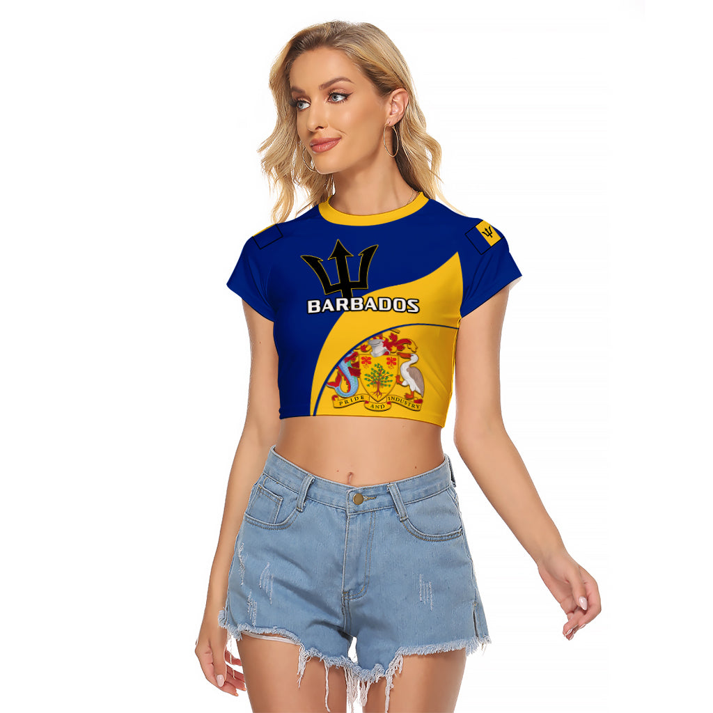 Barbados Raglan Cropped T Shirt Barbadian Coat Of Arms - Wonder Print Shop