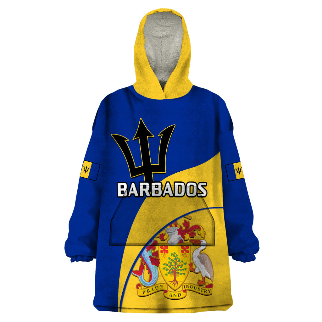 Barbados Wearable Blanket Hoodie Barbadian Coat Of Arms - Wonder Print Shop