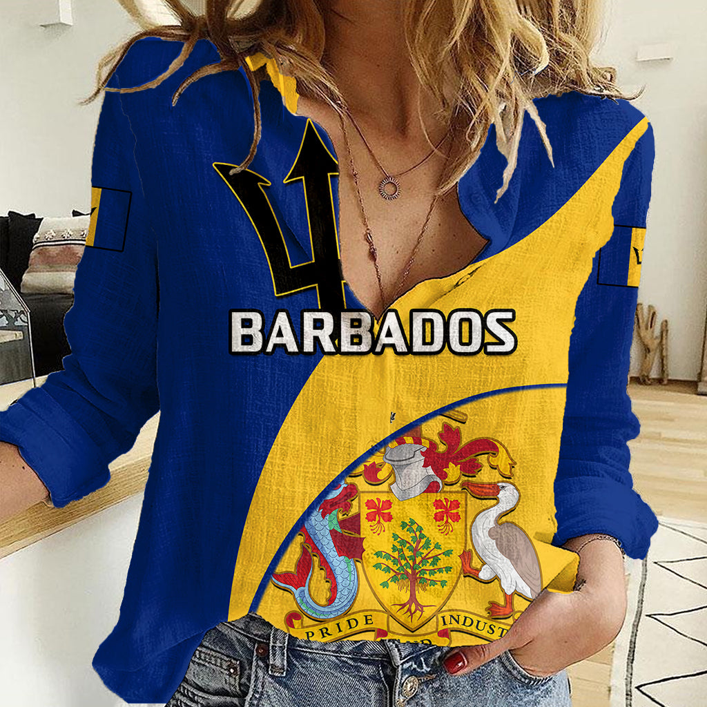 Barbados Women Casual Shirt Barbadian Coat Of Arms - Wonder Print Shop