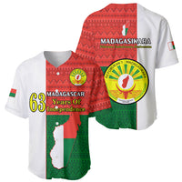 Baseball jersey with 63 Years of Independence front graphic and Madagascar crest back