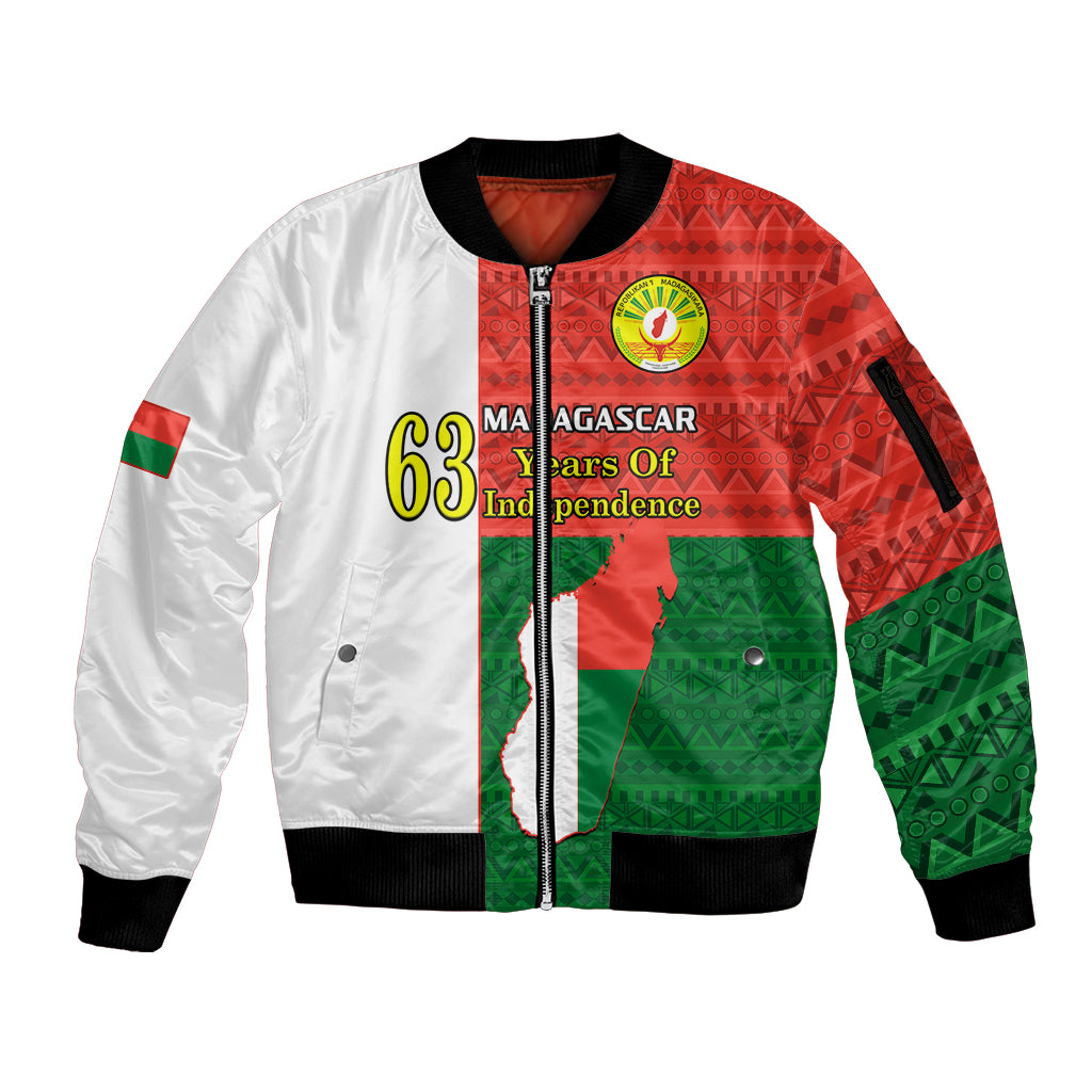 26 June Madagascar Independence Day Sleeve Zip Bomber Jacket Madagasikara African Pattern - Wonder Print Shop