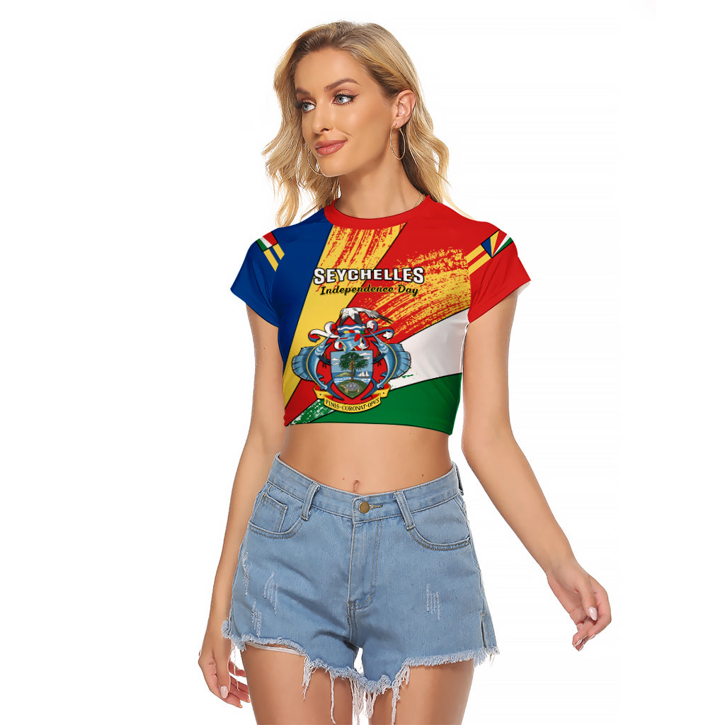 29 June Seychelles Independence Day Raglan Cropped T Shirt Flag Style - Wonder Print Shop