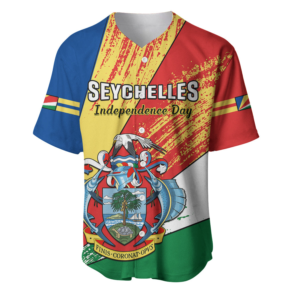 Personalised 29 June Seychelles Independence Day Baseball Jersey Flag Style - Wonder Print Shop