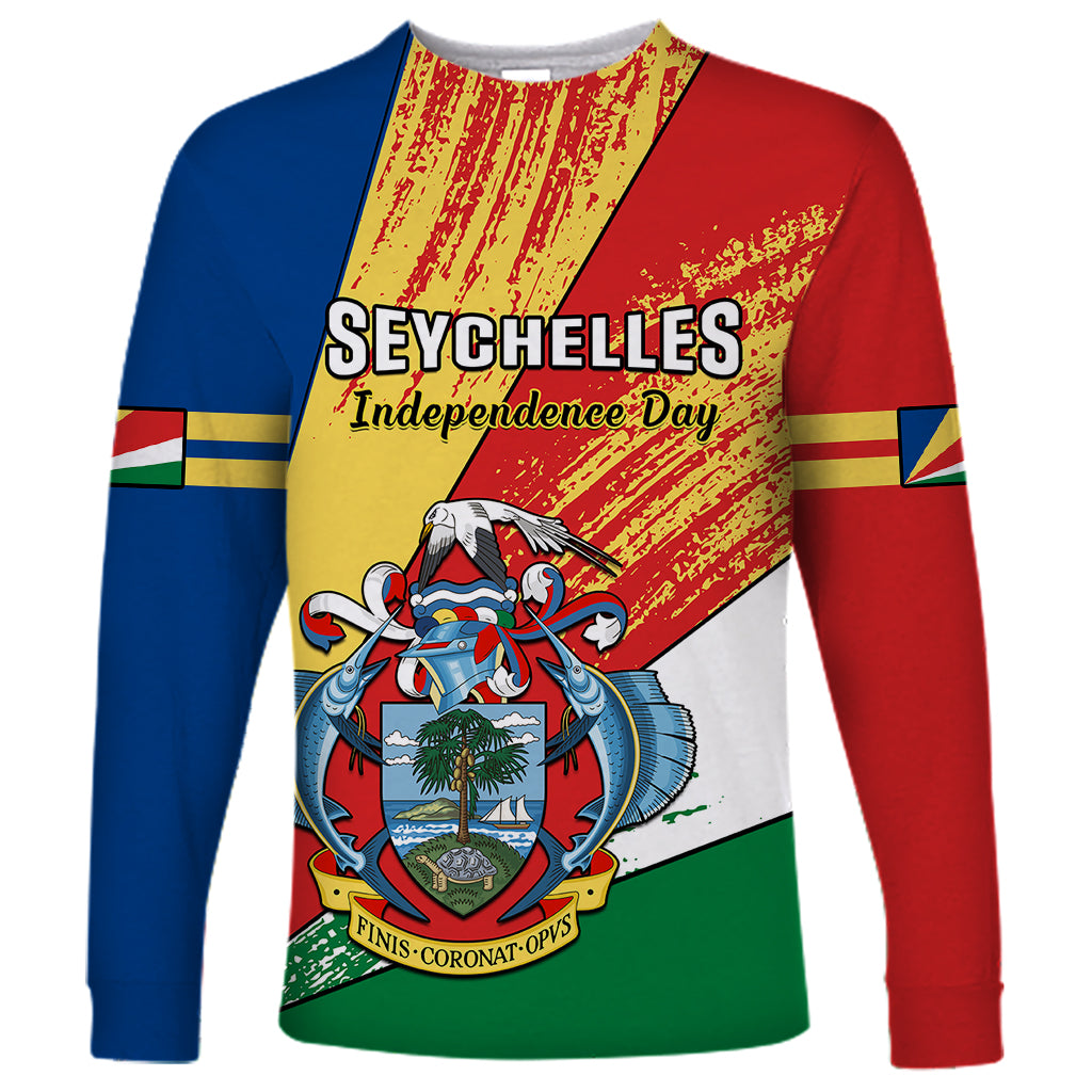 Personalised 29 June Seychelles Independence Day Long Sleeve Shirt Flag Style - Wonder Print Shop