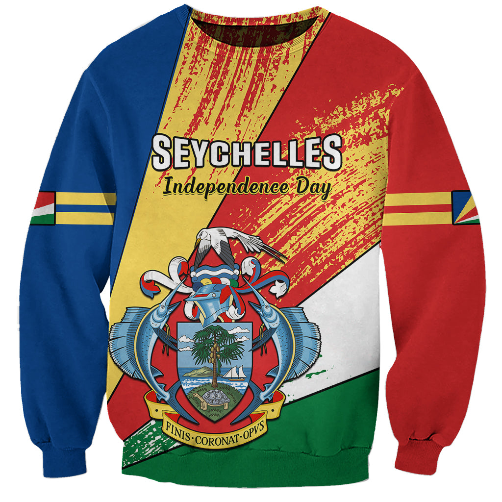 Personalised 29 June Seychelles Independence Day Sweatshirt Flag Style - Wonder Print Shop