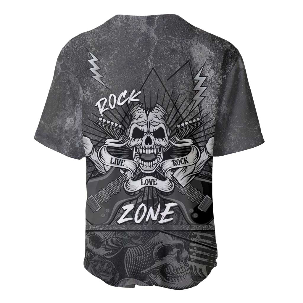 Live Love Rock Skull Baseball Jersey Retro Grunge Style - Wonder Print Shop