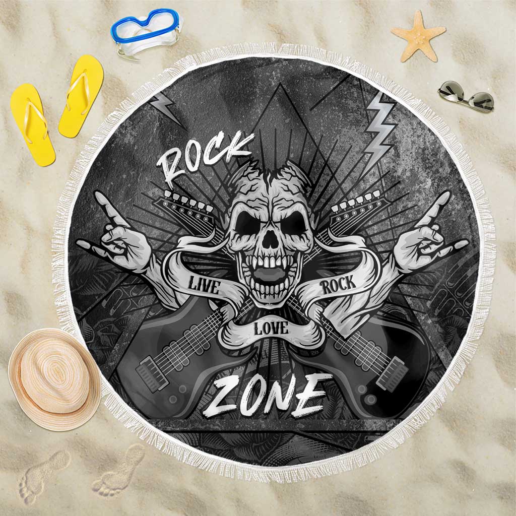Live Love Rock Skull Beach Blanket Retro Grunge Style - Wonder Print Shop