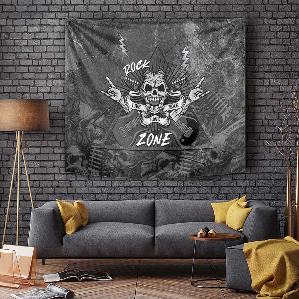 Live Love Rock Skull Tapestry Retro Grunge Style - Wonder Print Shop