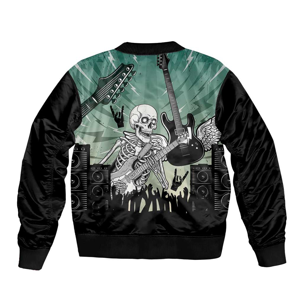 Electric Guitar Skull Bomber Jacket Lets Rock - Wonder Print Shop