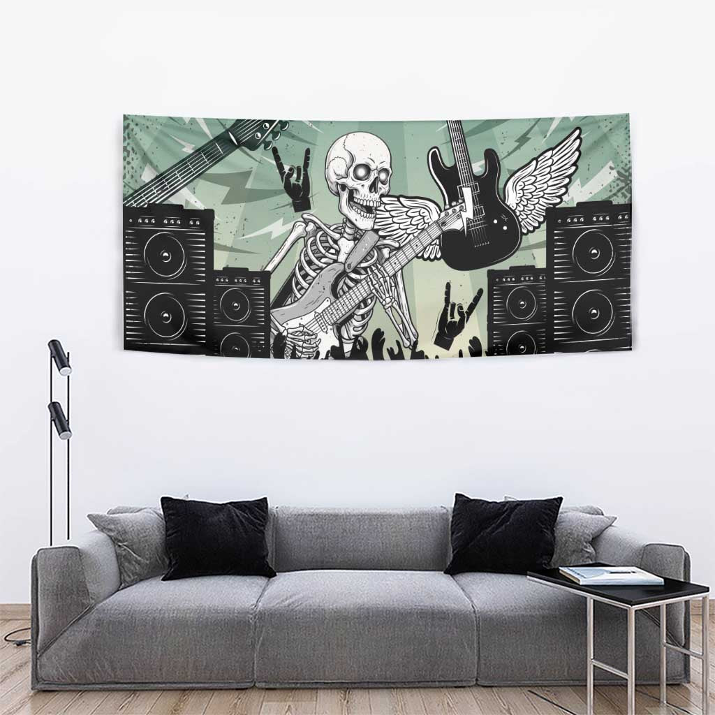 Electric Guitar Skull Tapestry Lets Rock - Wonder Print Shop