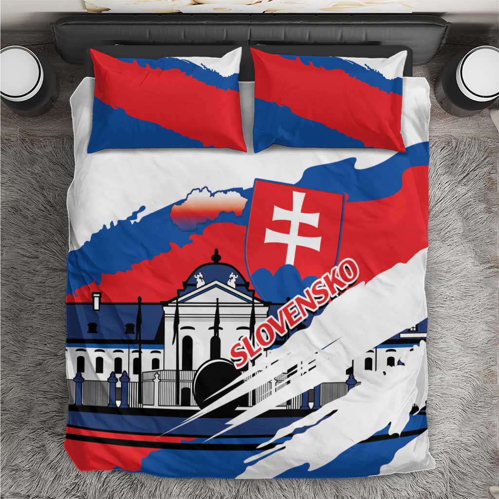 Slovak flag bedding set in red, blue, and white with coat-of-arms design