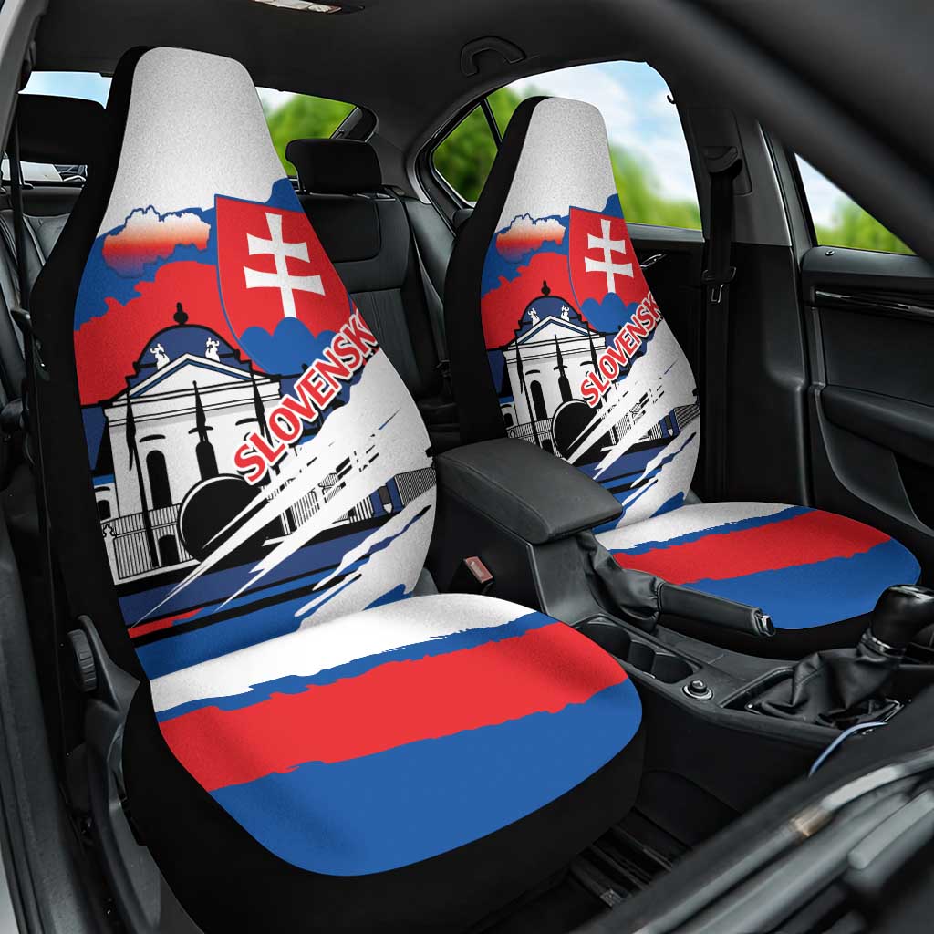 Slovakia Constitution Day Car Seat Cover Slovensko Grassalkovich Palace With Coat Of Arms - Wonder Print Shop