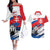 Slovakia Constitution Day Couples Matching Off The Shoulder Long Sleeve Dress and Hawaiian Shirt Slovensko Grassalkovich Palace With Coat Of Arms - Wonder Print Shop