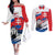 Slovakia Constitution Day Couples Matching Off The Shoulder Long Sleeve Dress and Long Sleeve Button Shirt Slovensko Grassalkovich Palace With Coat Of Arms