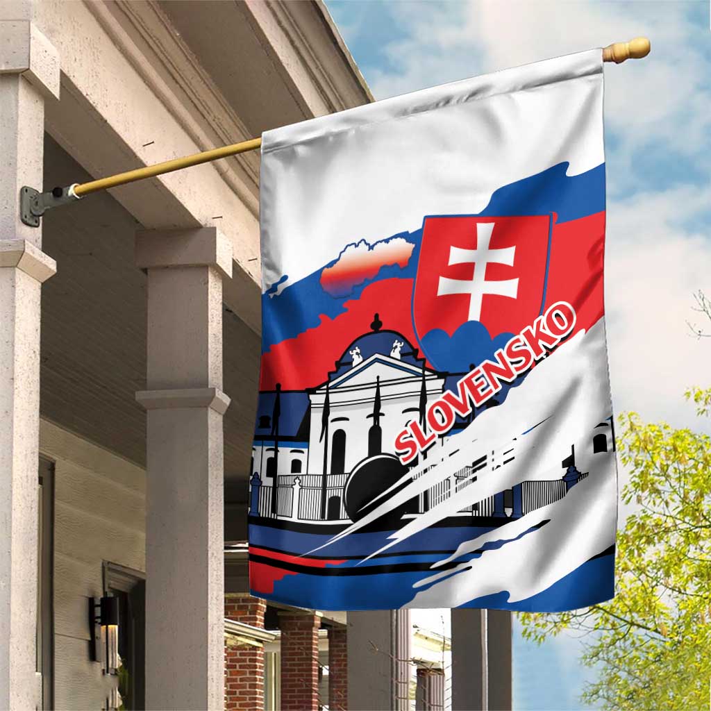 Slovakia Constitution Day Garden Flag Slovensko Grassalkovich Palace With Coat Of Arms - Wonder Print Shop