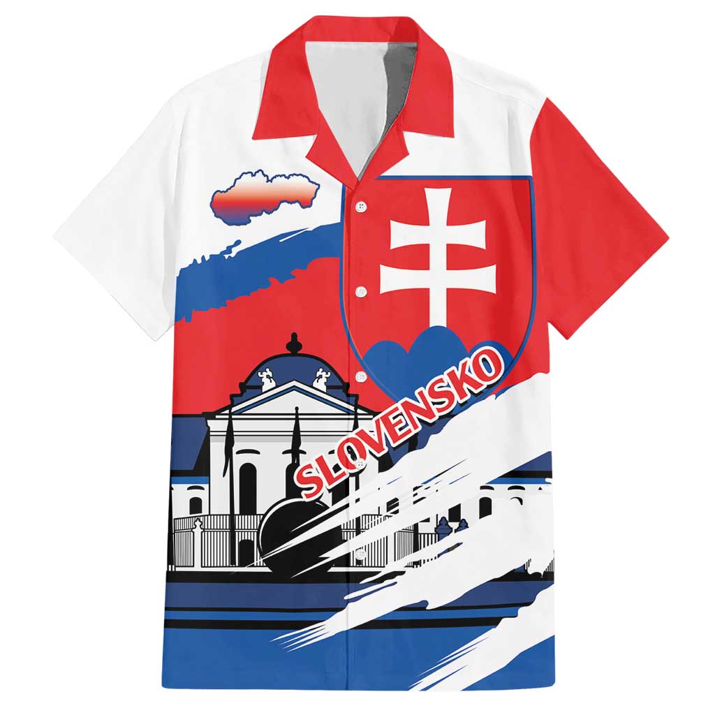 Slovakia Constitution Day Hawaiian Shirt Slovensko Grassalkovich Palace With Coat Of Arms - Wonder Print Shop