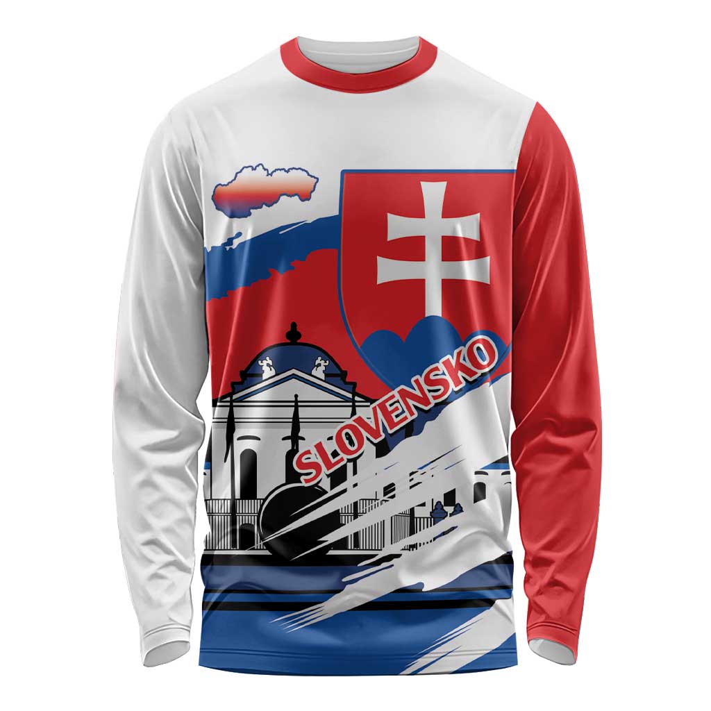 Slovakia Constitution Day Long Sleeve Shirt Slovensko Grassalkovich Palace With Coat Of Arms - Wonder Print Shop