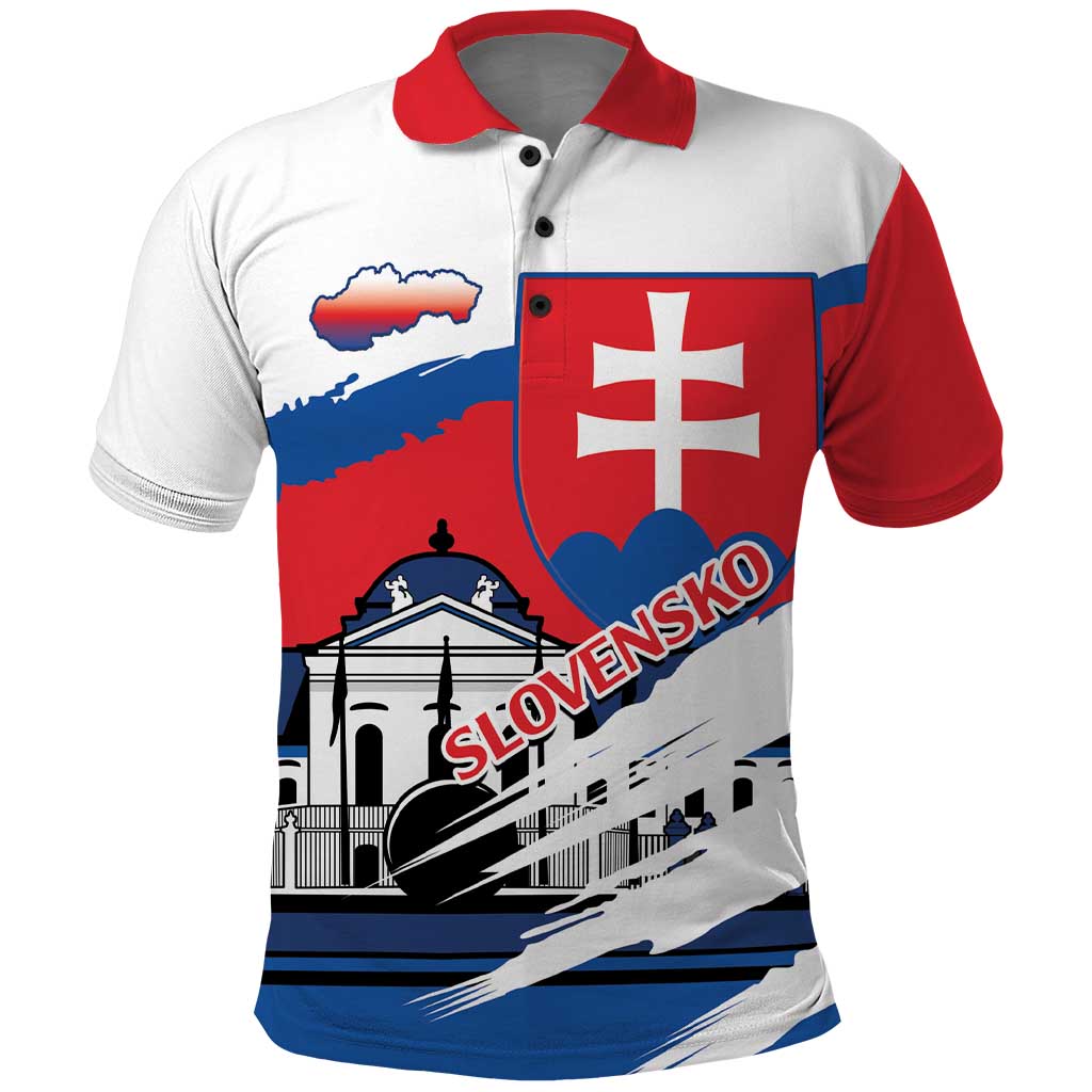 Slovakia Constitution Day Polo Shirt Slovensko Grassalkovich Palace With Coat Of Arms - Wonder Print Shop