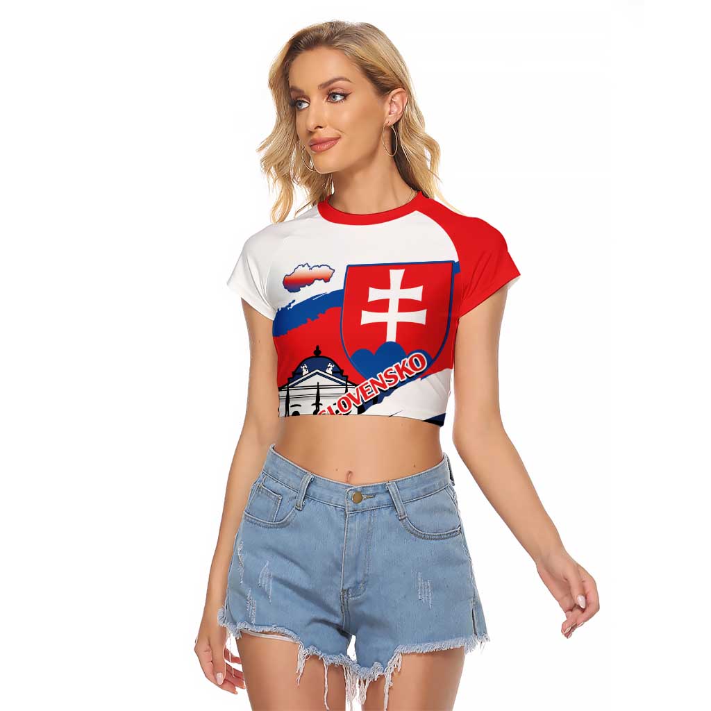 Slovakia Constitution Day Raglan Cropped T Shirt Slovensko Grassalkovich Palace With Coat Of Arms - Wonder Print Shop