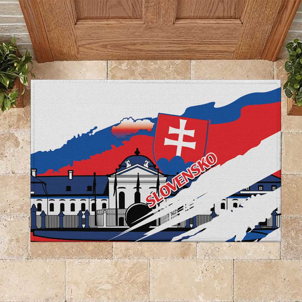 Slovakia Constitution Day Rubber Doormat Slovensko Grassalkovich Palace With Coat Of Arms - Wonder Print Shop