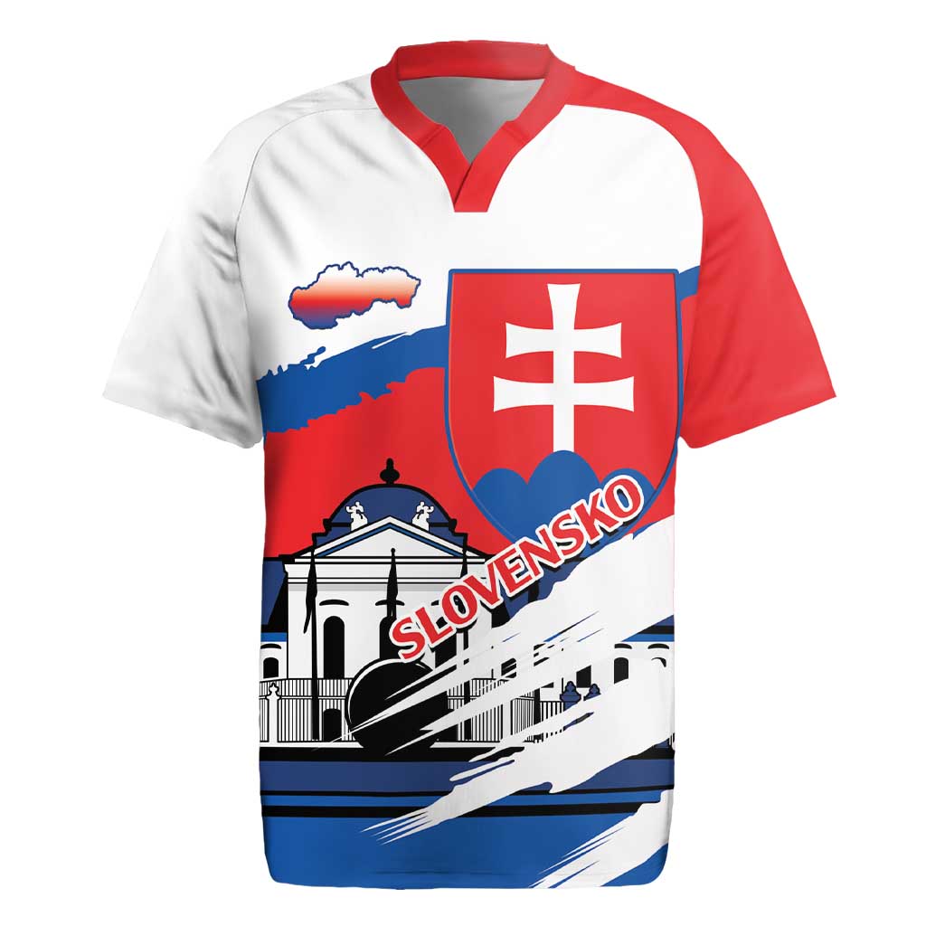 Slovakia Constitution Day Rugby Jersey Slovensko Grassalkovich Palace With Coat Of Arms - Wonder Print Shop