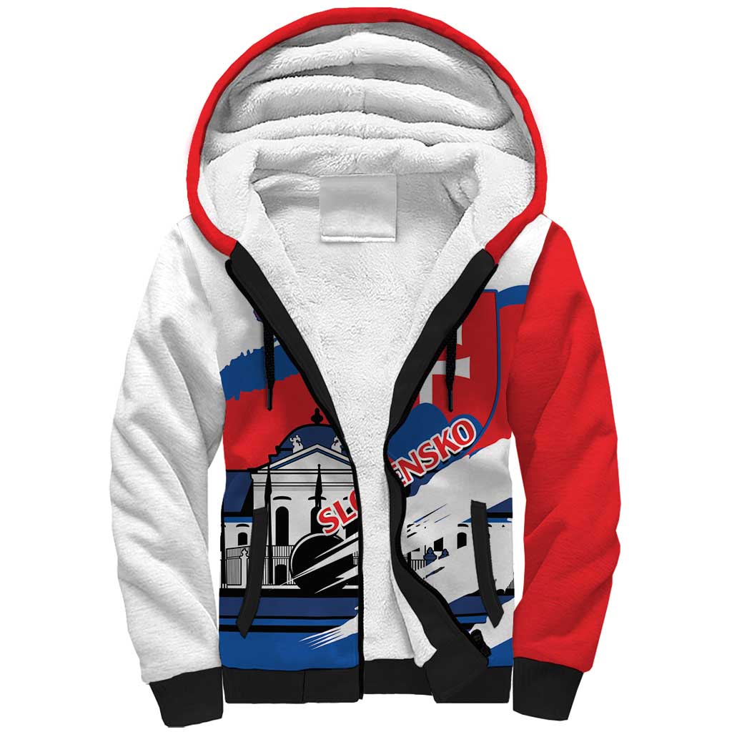 Slovakia Constitution Day Sherpa Hoodie Slovensko Grassalkovich Palace With Coat Of Arms - Wonder Print Shop