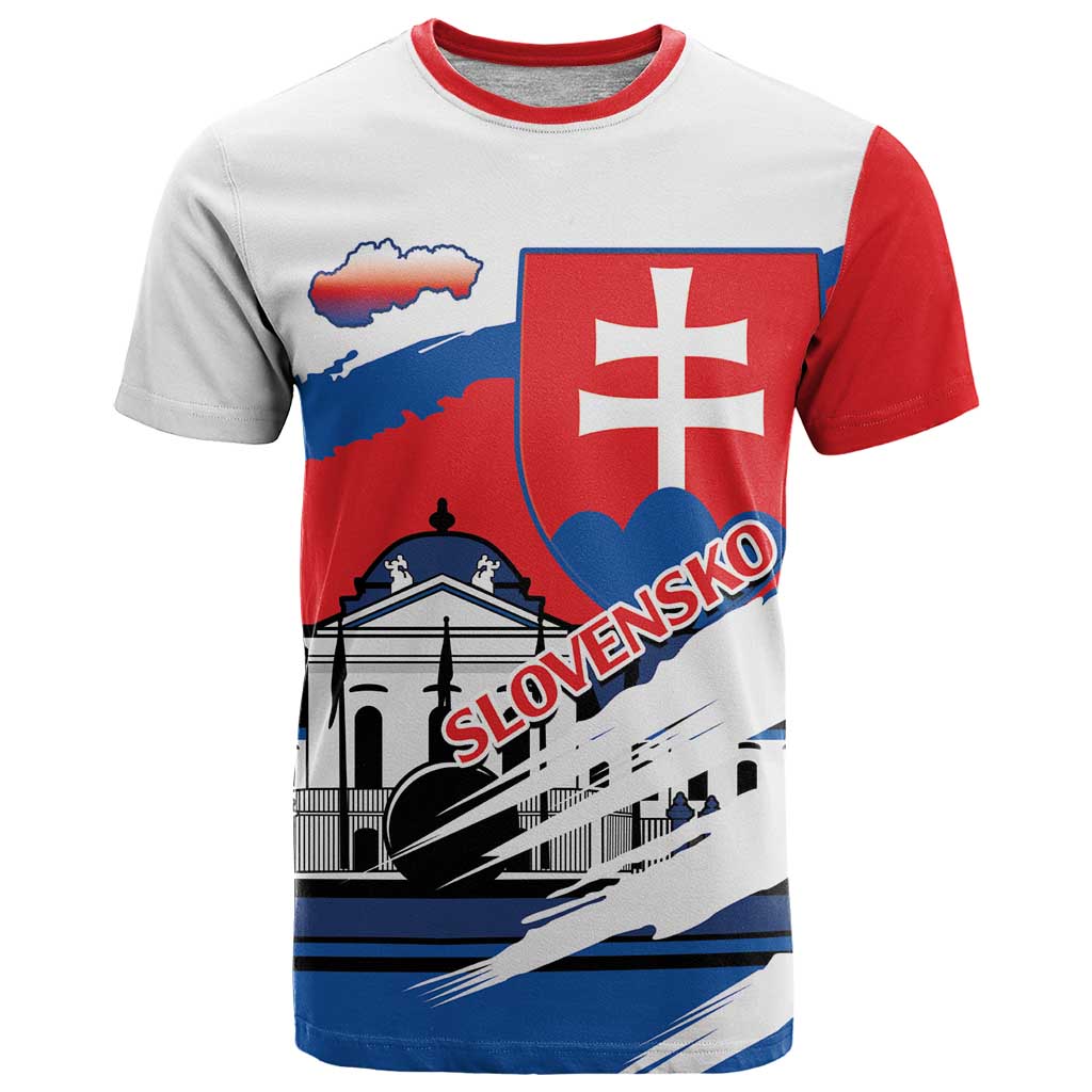 Slovakia Constitution Day T Shirt Slovensko Grassalkovich Palace With Coat Of Arms - Wonder Print Shop