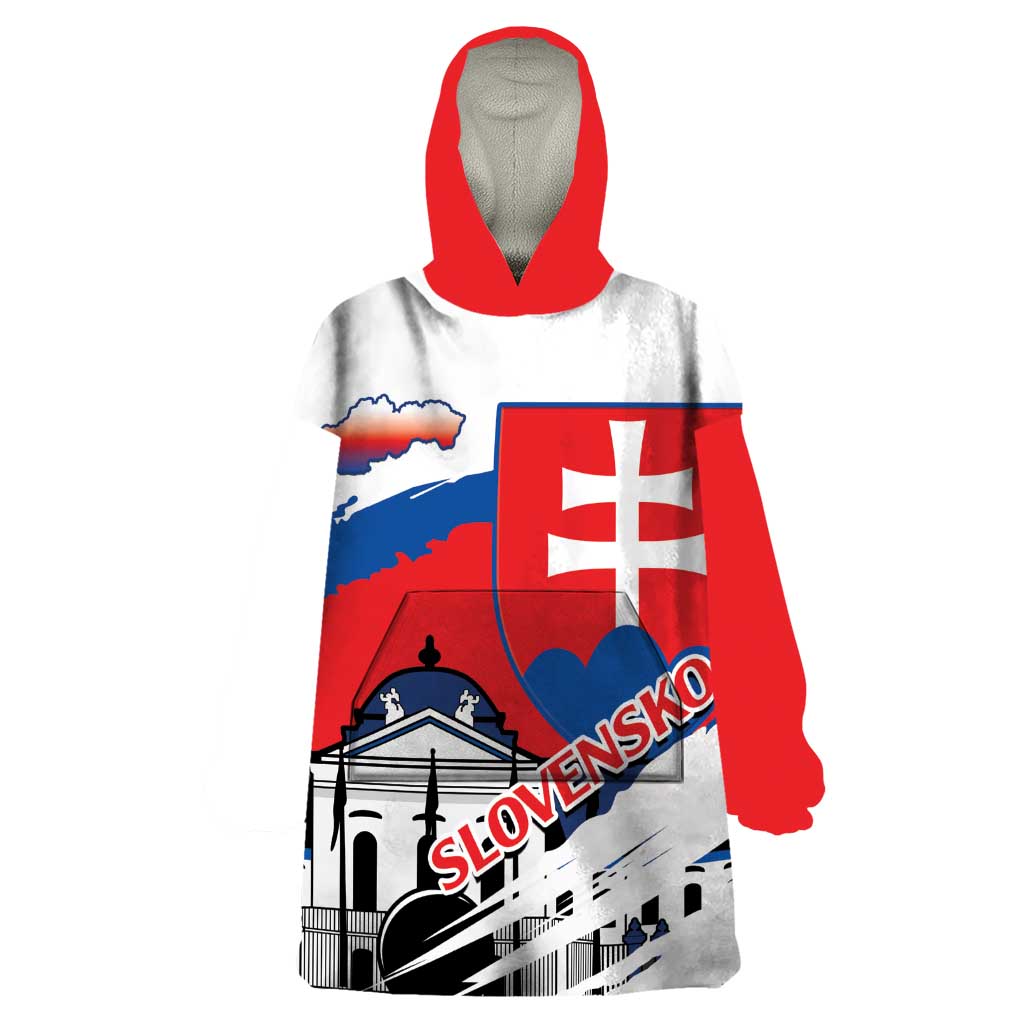 Slovakia Constitution Day Wearable Blanket Hoodie Slovensko Grassalkovich Palace With Coat Of Arms - Wonder Print Shop