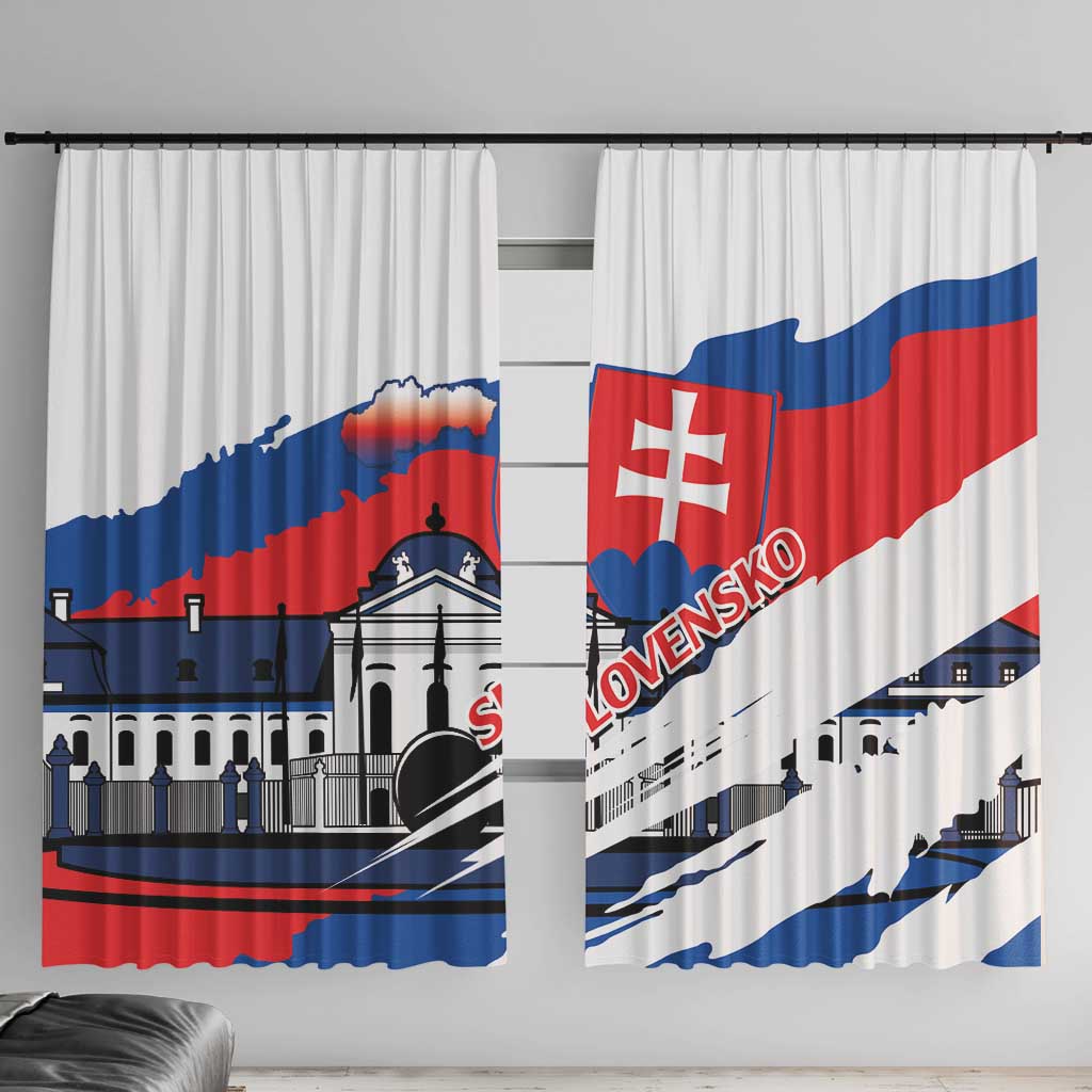 Slovakia Constitution Day Window Curtain Slovensko Grassalkovich Palace With Coat Of Arms - Wonder Print Shop