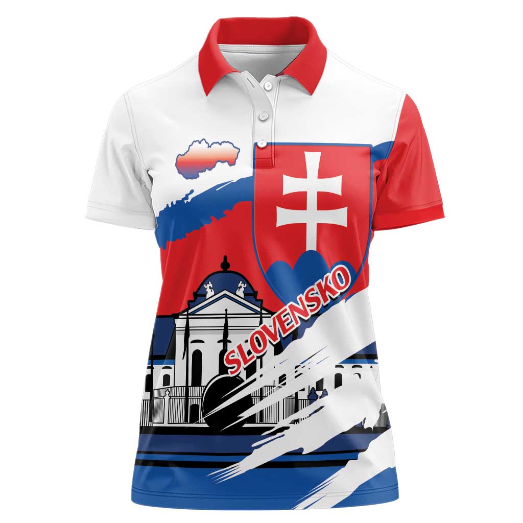 Slovakia Constitution Day Women Polo Shirt Slovensko Grassalkovich Palace With Coat Of Arms - Wonder Print Shop