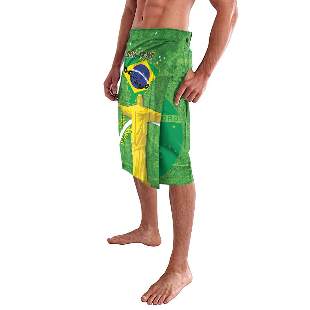 Green sarong skirt with Brazil map, flag colors, and Christ statue print