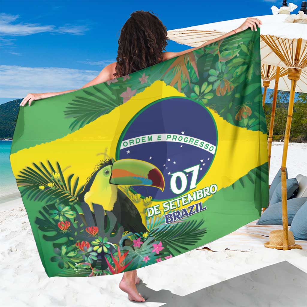 Feliz Dia Da Indepencencia Brazil Sarong Brasil Toucan Tropical Vibes - Wonder Print Shop